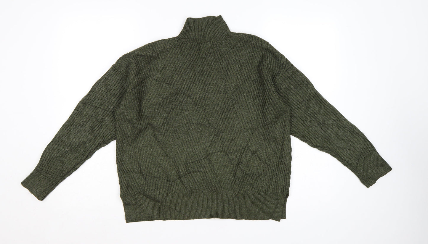 Next Women’s Green Mock Neck Ribbed Knit Jumper S