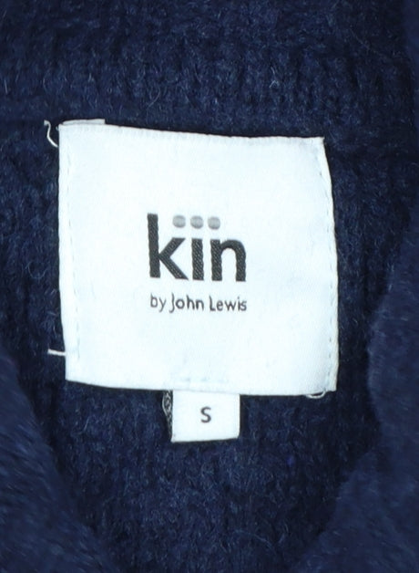Kin by John Lewis Men's Blue Wool Blend Shawl Neck Jumper Size S
