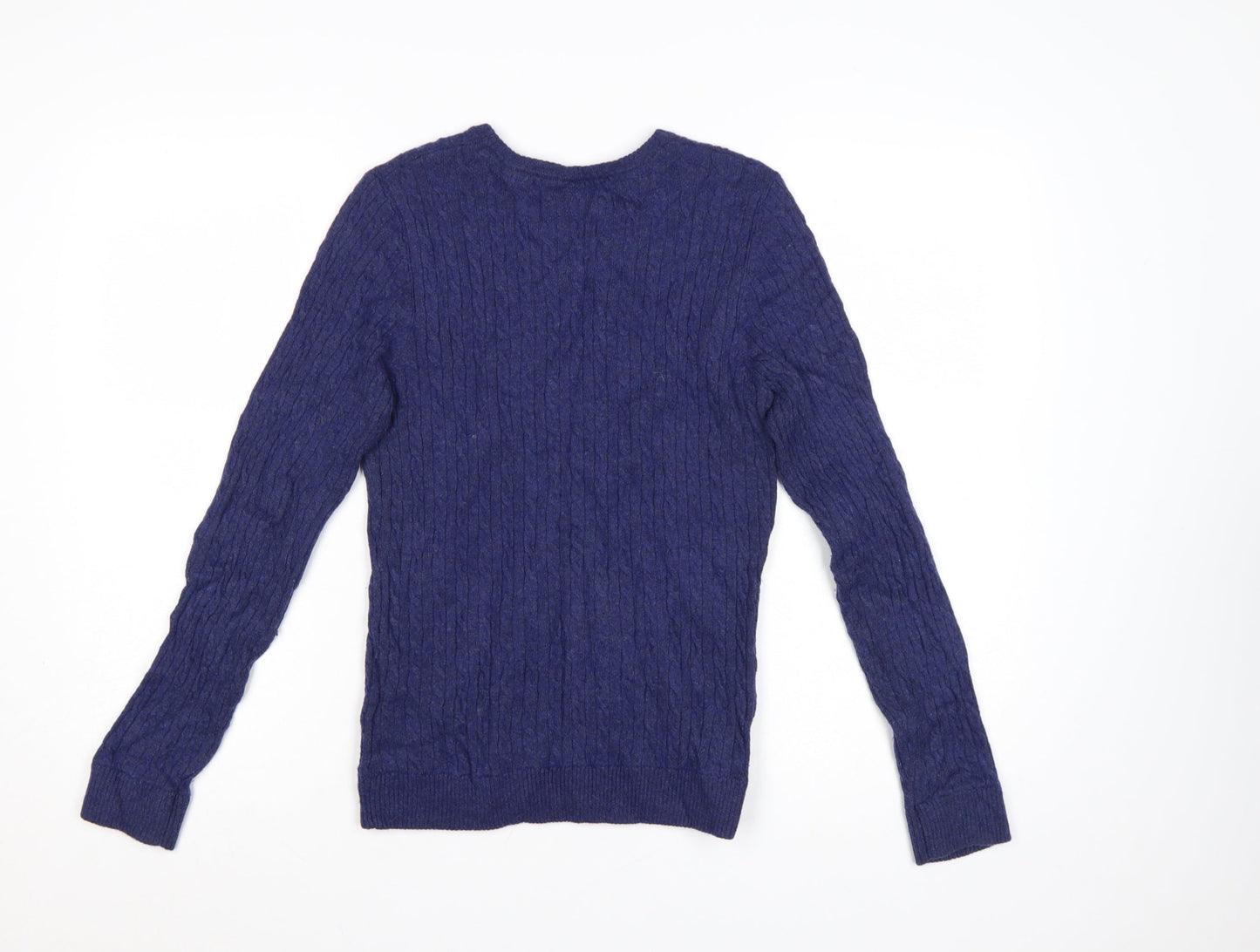 H&M Women’s Blue Merino Wool Blend Cable-Knit Jumper Size 10