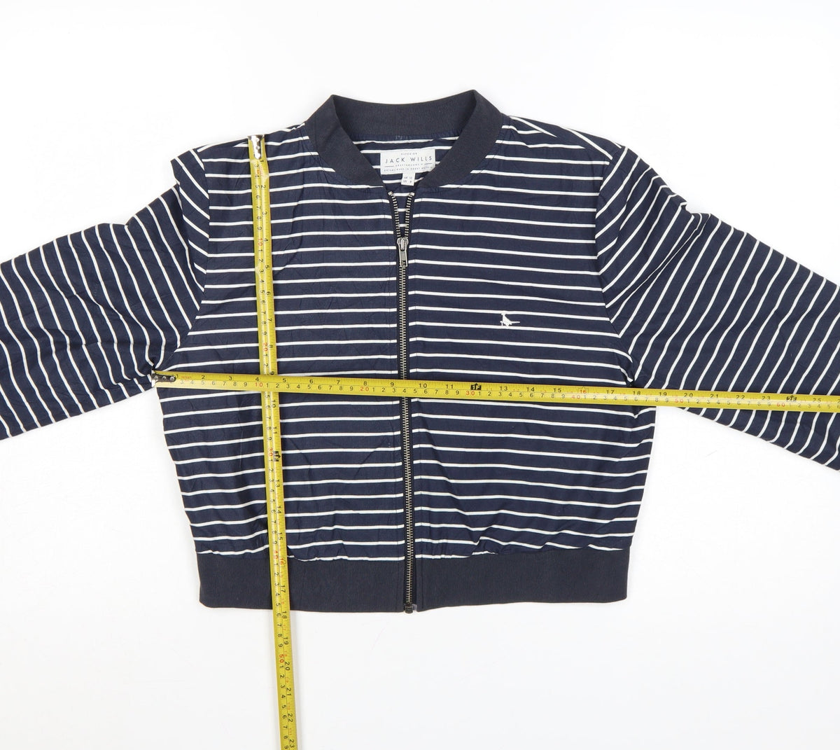 Jack Wills Womens Blue Striped Bomber Jacket Size 12 Cotton