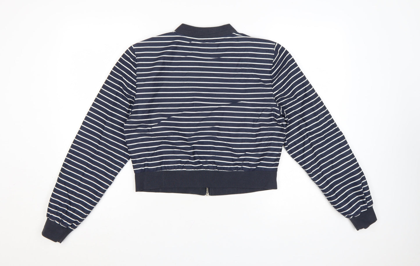 Jack Wills Womens Blue Striped Bomber Jacket Size 12 Cotton