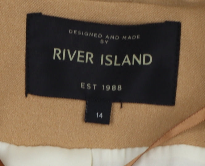 River Island Women Beige Size 14 Regular Fit Tailored Blazer Jacket