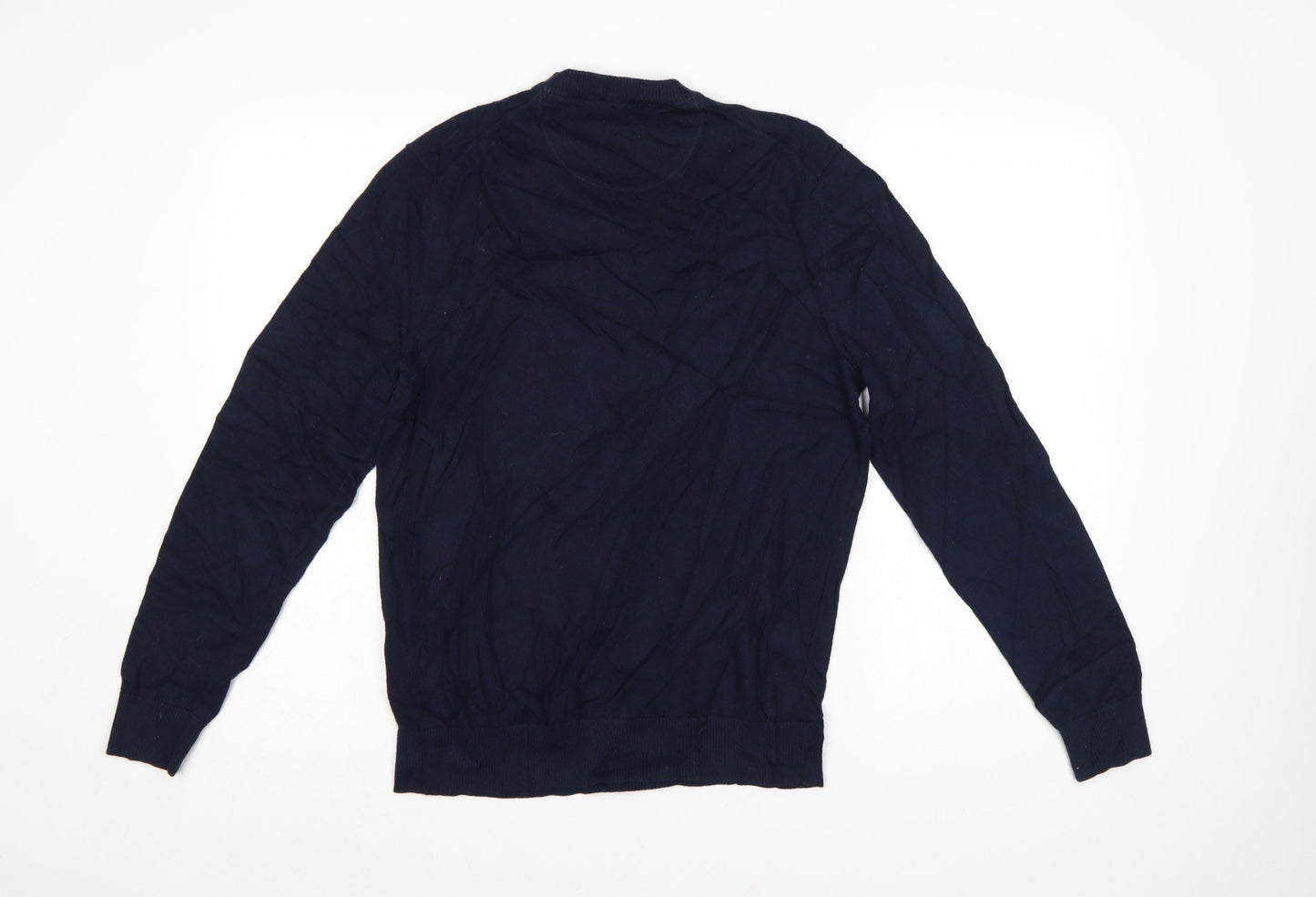 Hugo Boss Men's Blue V-Neck Cotton Wool Jumper M Regular Fit