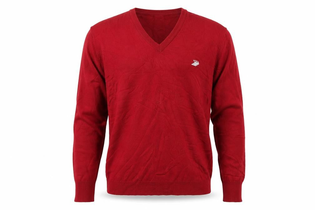 Marks and Spencer St Michael Men's Red Wool V-Neck Jumper M