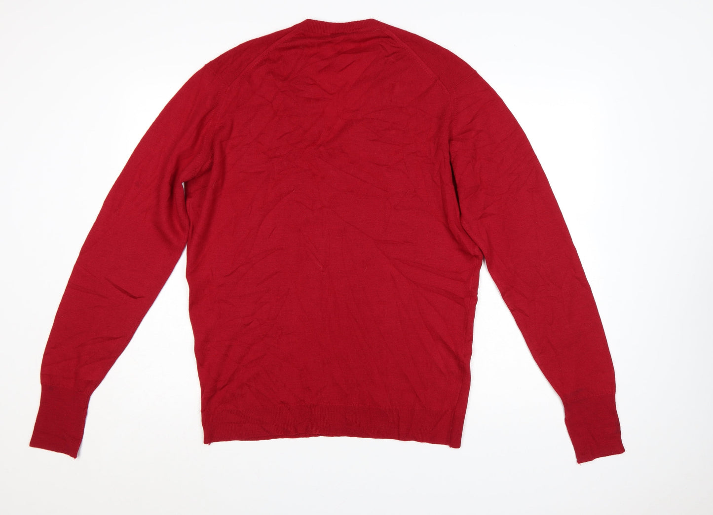 Marks and Spencer St Michael Men's Red Wool V-Neck Jumper M