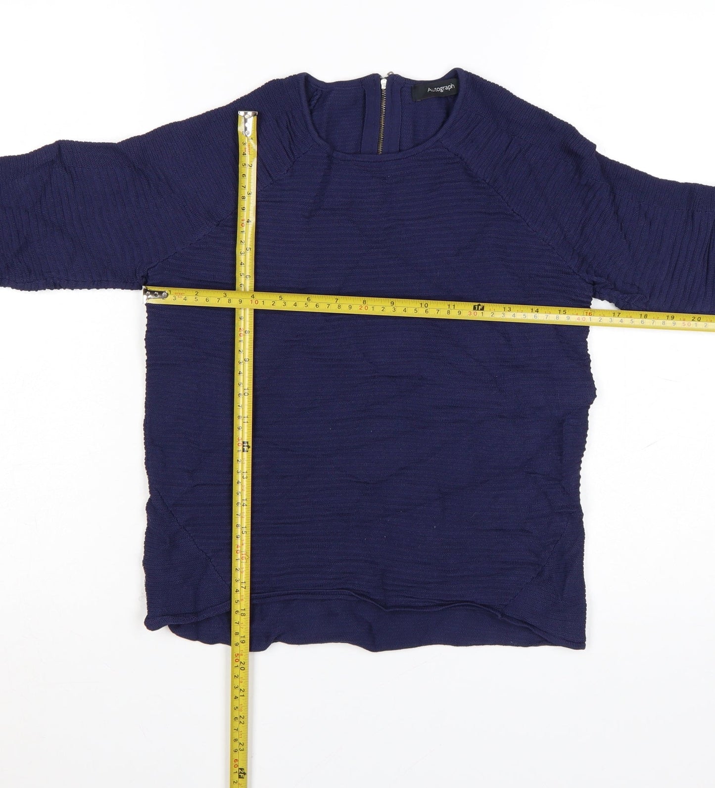 Autograph Women’s Blue 3/4 Sleeve Crew Neck Pullover Jumper Size 8
