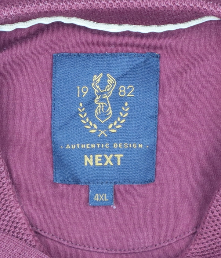 Next Men's Red Argyle Cotton Polo Shirt 4XL Regular Fit