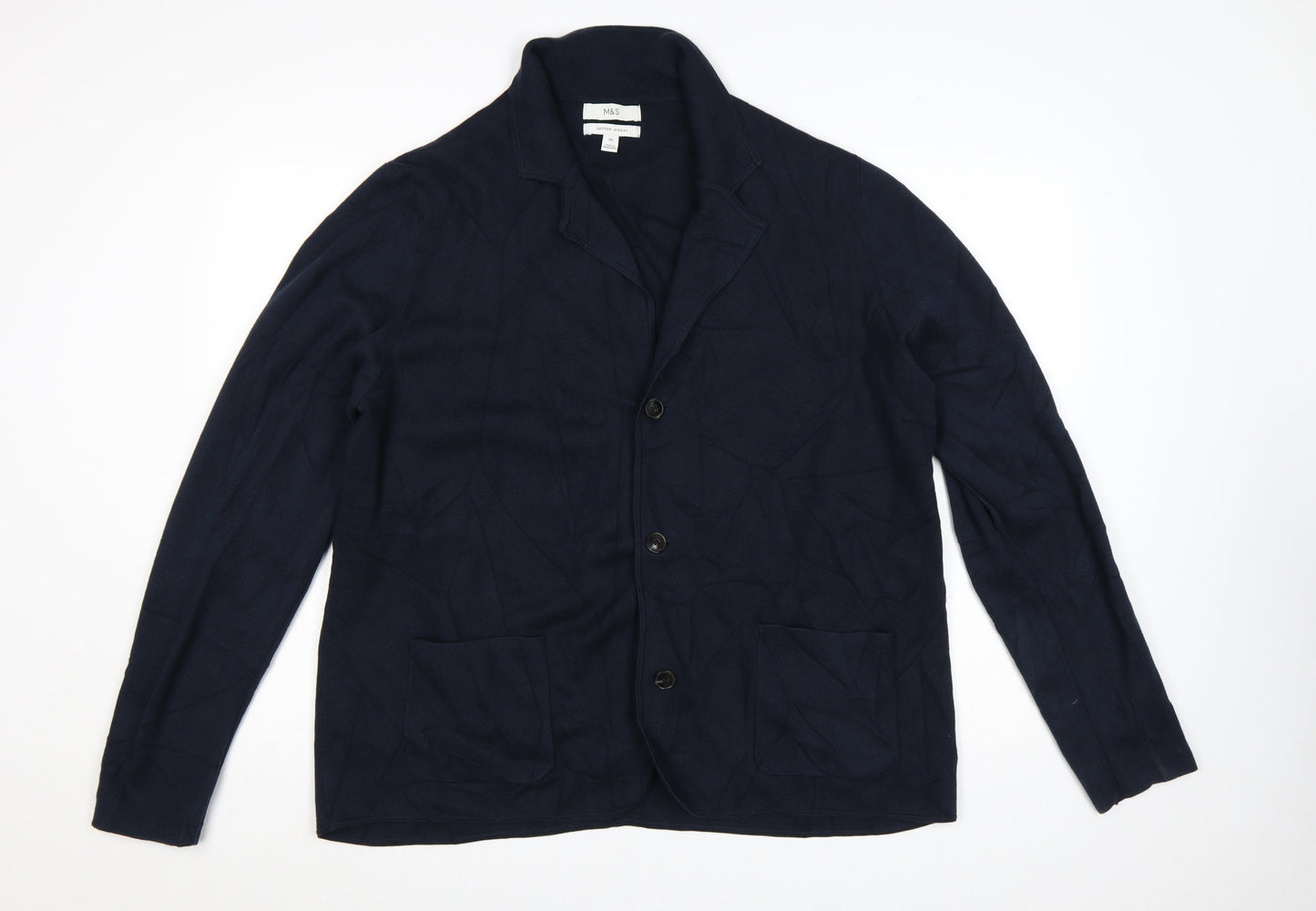 Marks and Spencer Men's Blue 2XL Cotton Modal Cardigan