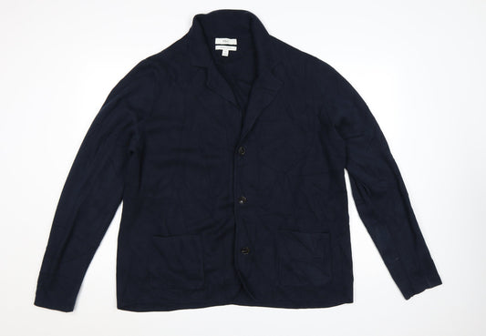 Marks and Spencer Men's Blue 2XL Cotton Modal Cardigan