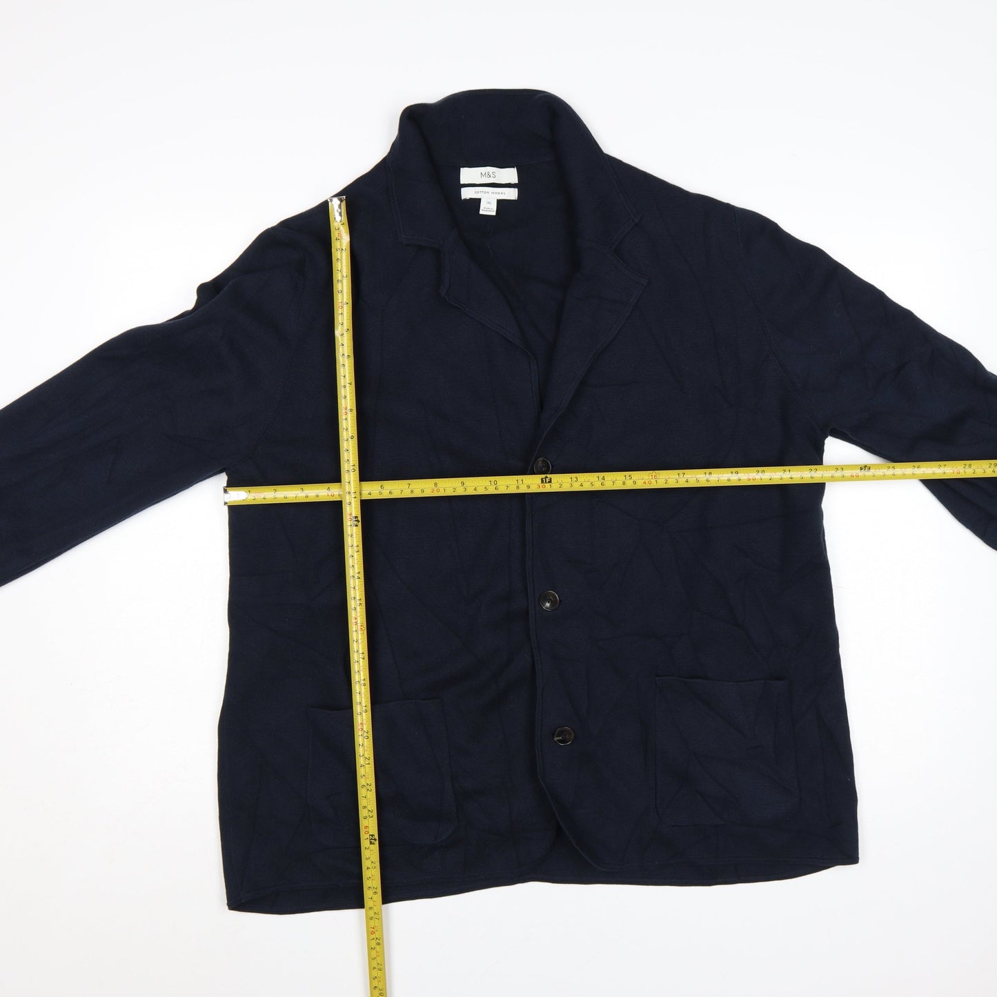 Marks and Spencer Men's Blue 2XL Cotton Modal Cardigan