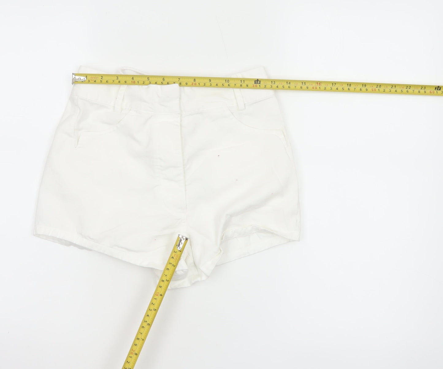 Marks and Spencer Women's White Chino Lace-Up Shorts Size S