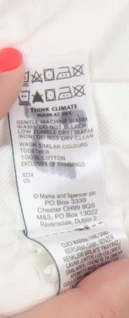 Marks and Spencer Women's White Chino Lace-Up Shorts Size S
