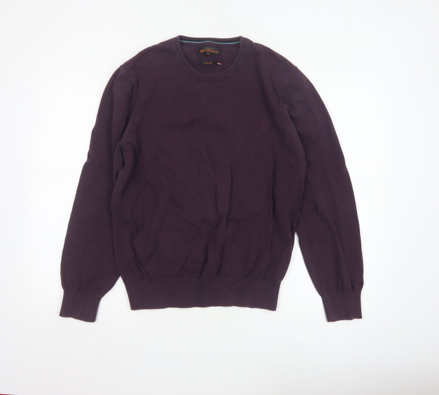 Ben Sherman Men's Purple Cotton Crew Neck Jumper XL