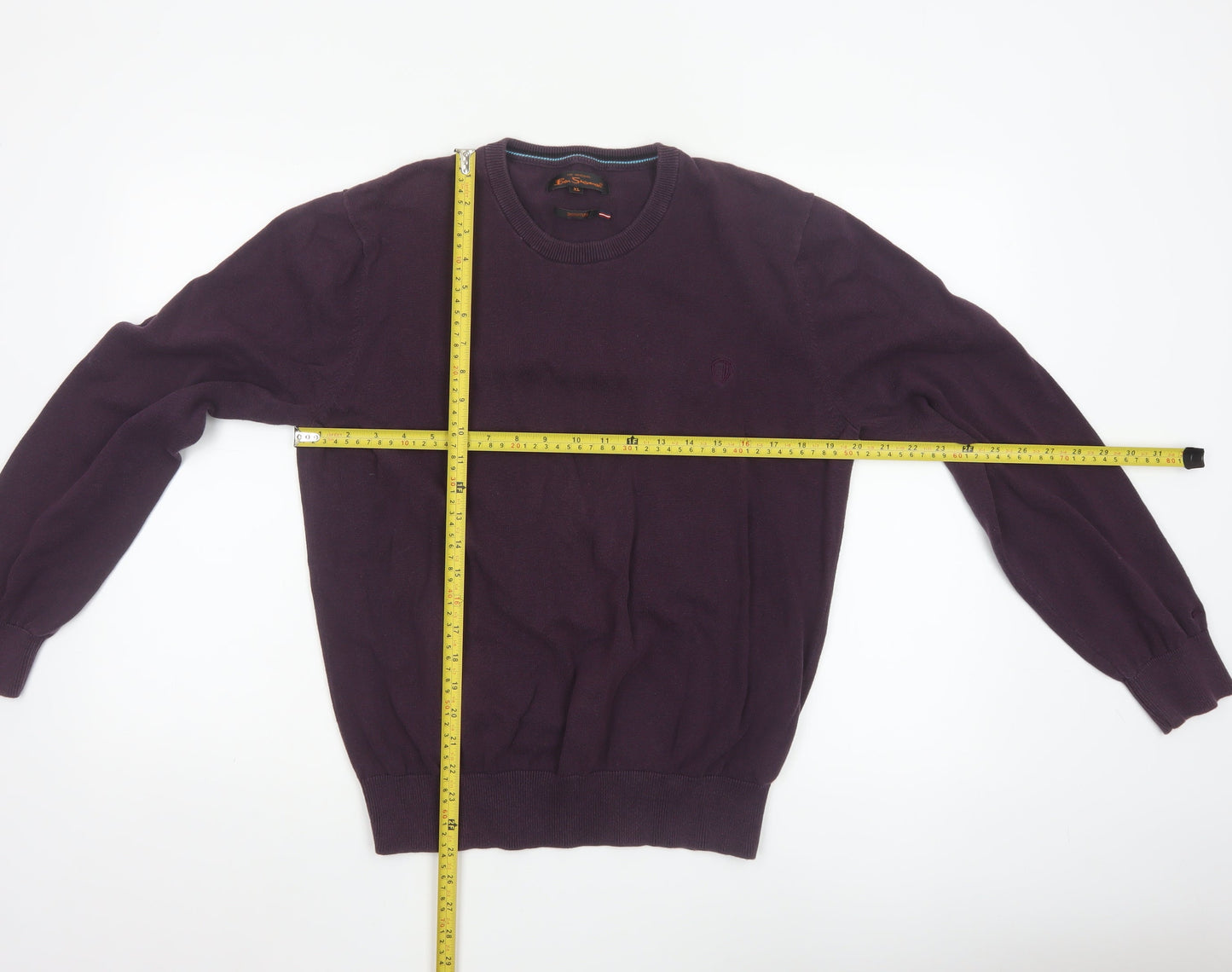 Ben Sherman Men's Purple Cotton Crew Neck Jumper XL
