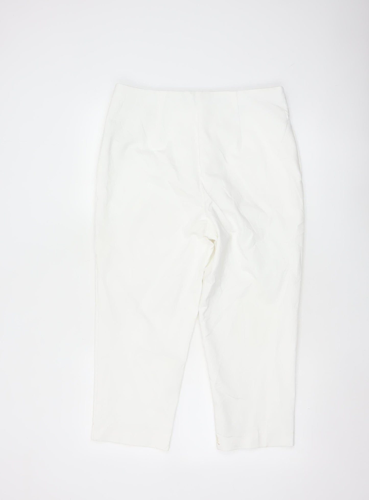 Marks and Spencer Women White Classic Stretch Trousers Size 14 Regular