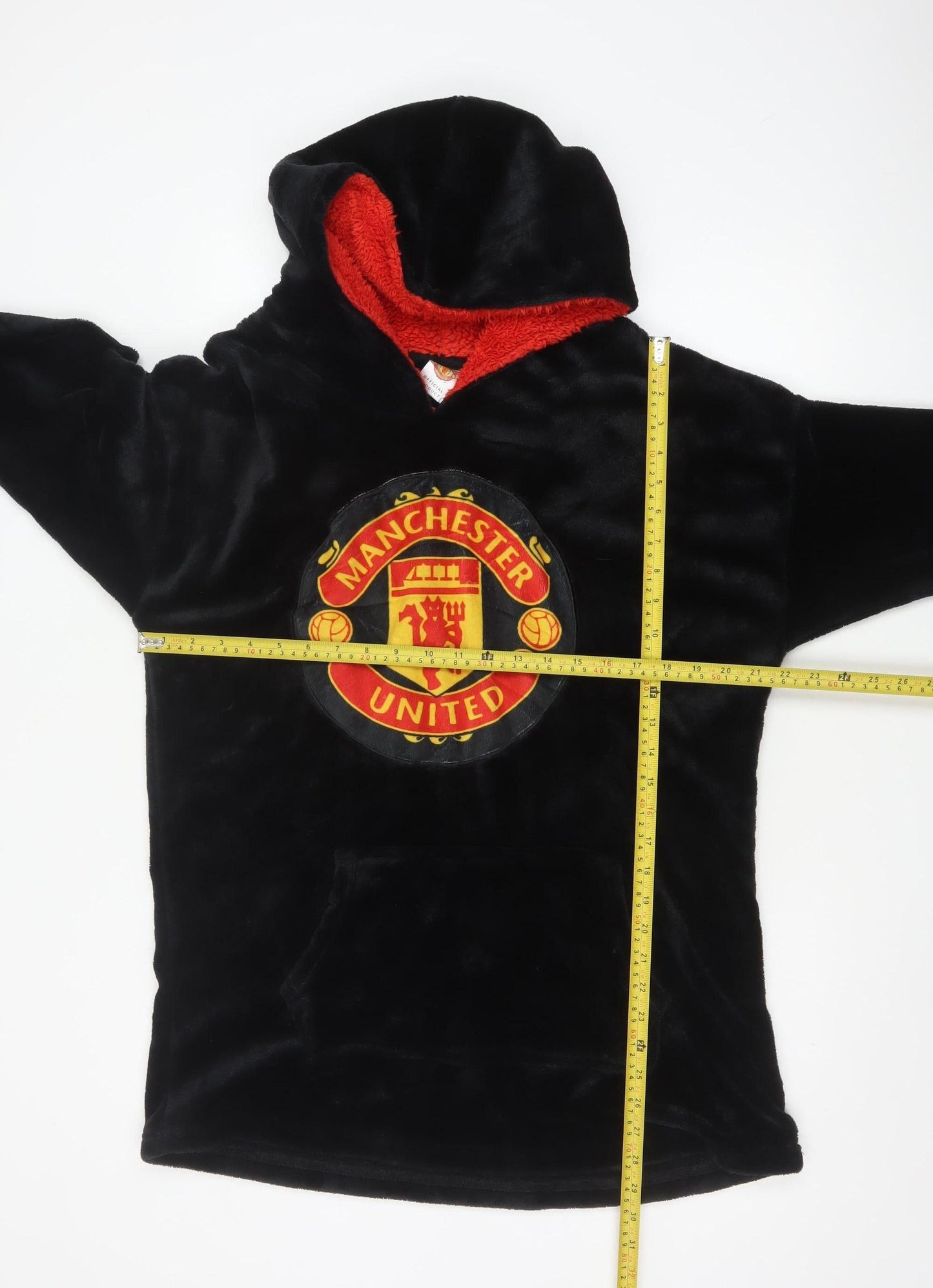Manchester United Boys Black Hooded Fleece Robe One Size Winter Nightwear