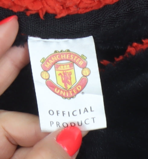 Manchester United Boys Black Hooded Fleece Robe One Size Winter Nightwear