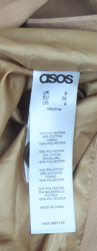ASOS Women’s Beige Trench Coat Size 8 Belted Classic Mid-Length