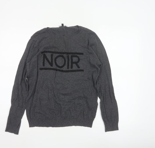 Warehouse Womens Grey NOIR Cotton Pullover Jumper Size 12