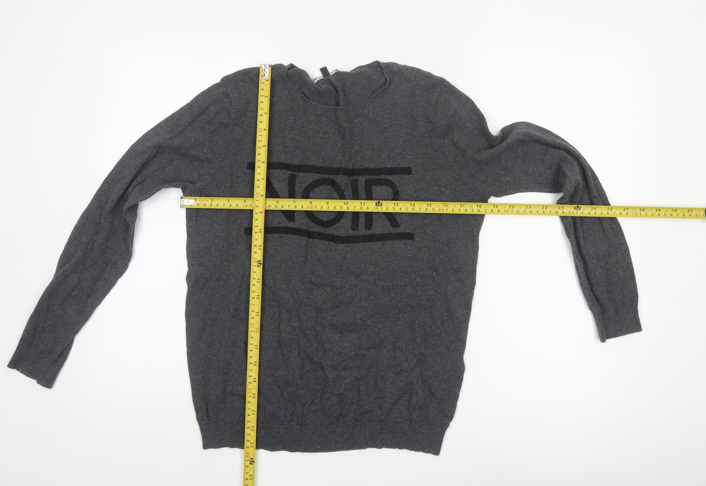 Warehouse Womens Grey NOIR Cotton Pullover Jumper Size 12