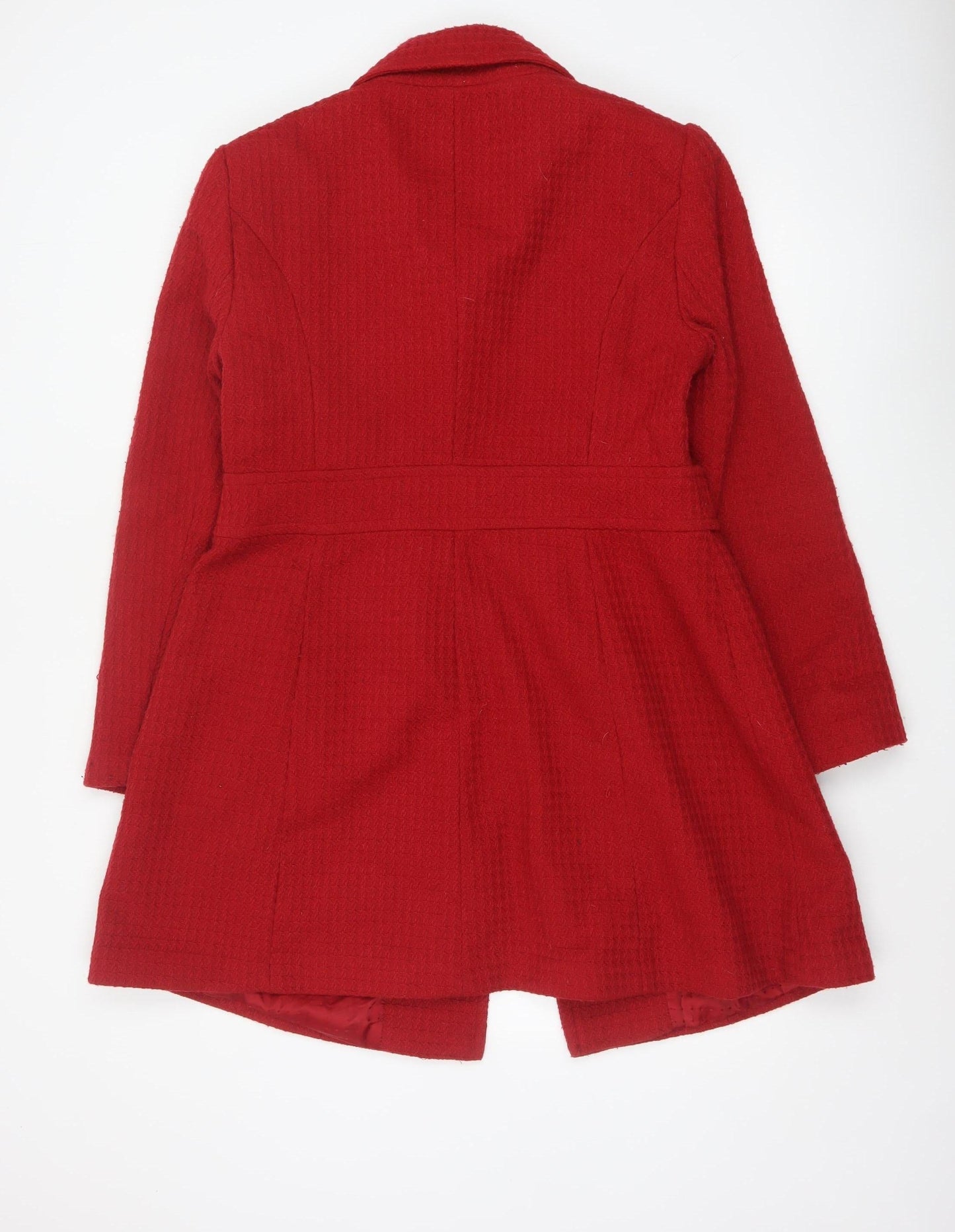 TU Women Red Wool Blend Mid-Length Coat Size 16 Classic Overcoat