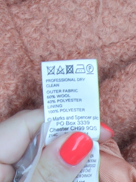 Marks and Spencer Women’s Orange Wool Blend Mid-Length Coat Size 16