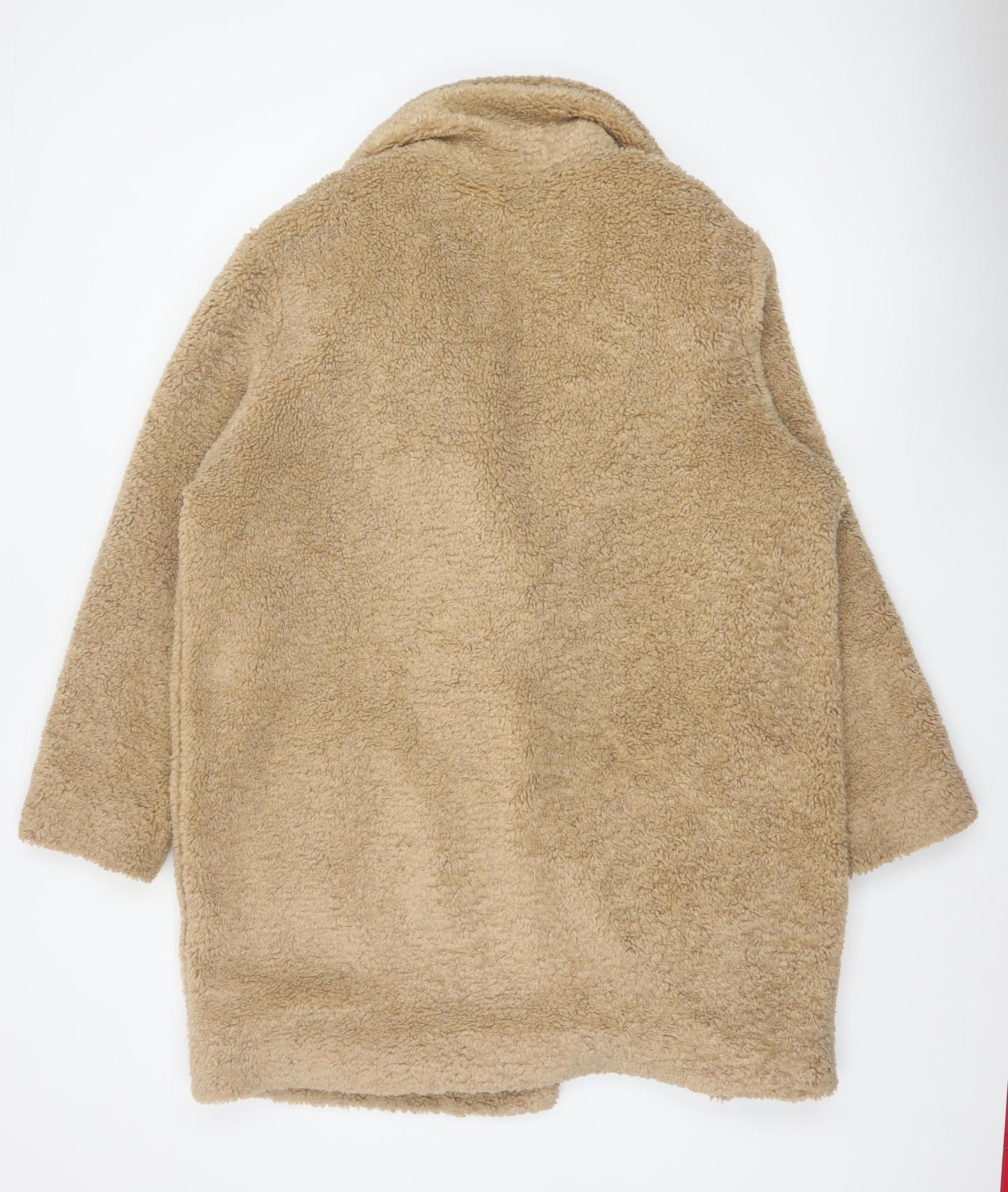 F&F Women's Beige Teddy Overcoat Size 12 Regular Mid-Length
