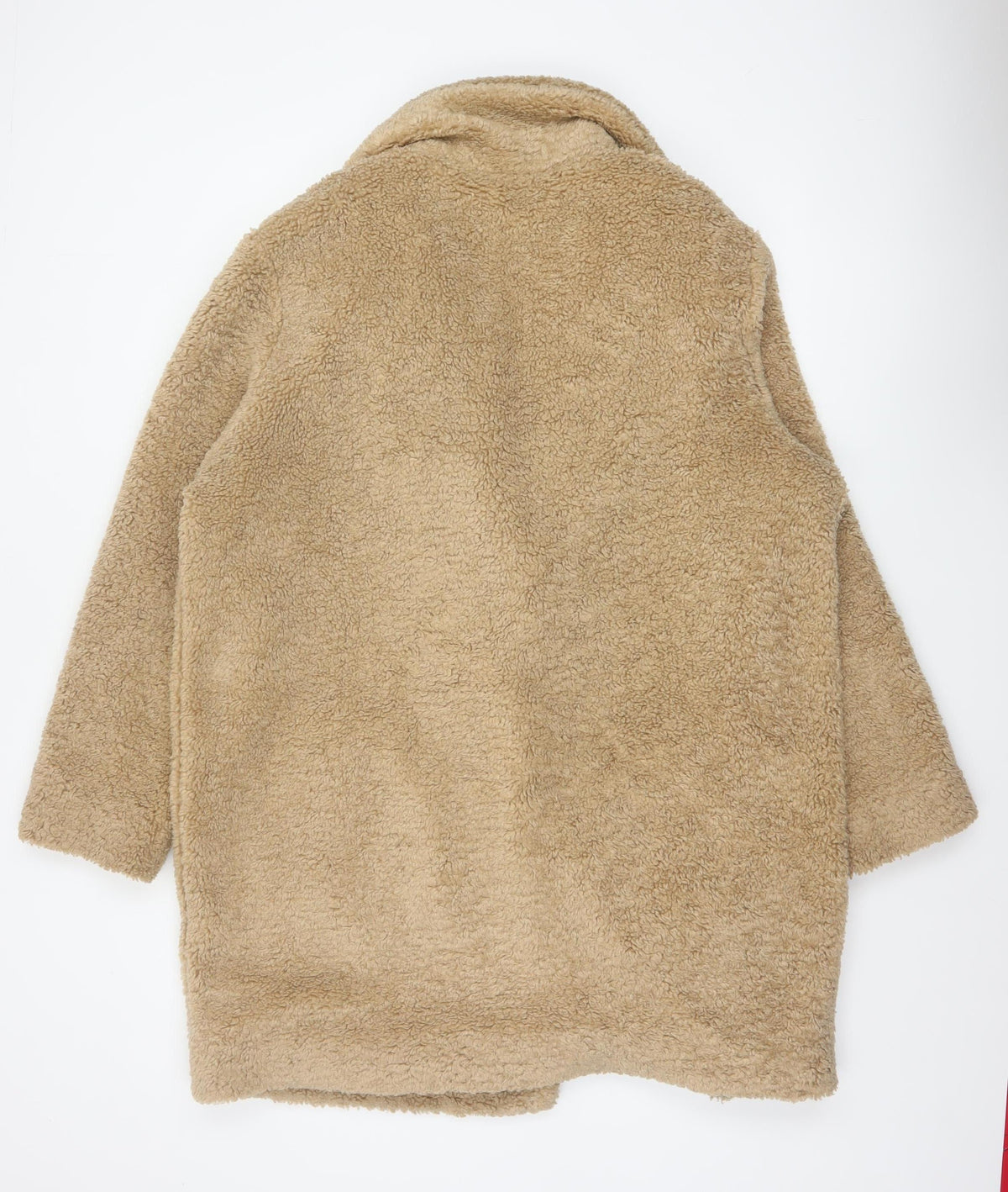 F&F Women's Beige Teddy Overcoat Size 12 Regular Mid-Length