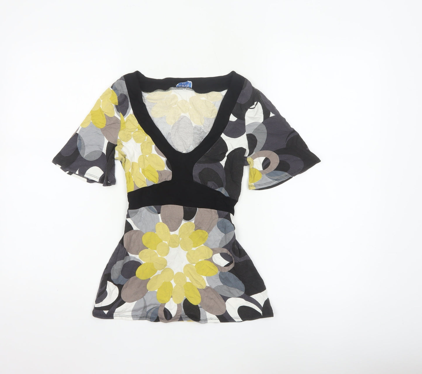 Oasis Womens Multicoloured Floral Wrap Blouse Size 8 Short Sleeve