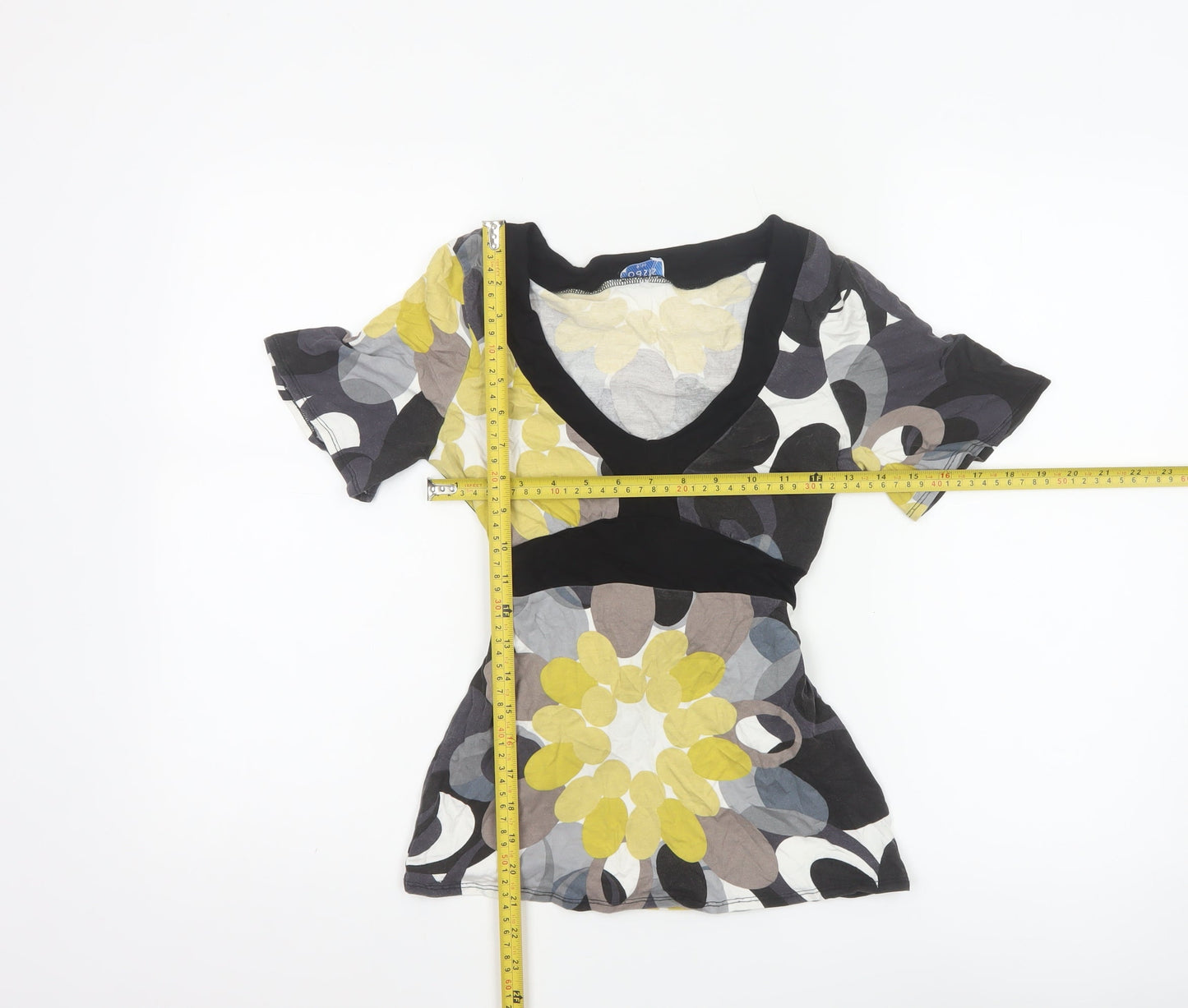 Oasis Womens Multicoloured Floral Wrap Blouse Size 8 Short Sleeve