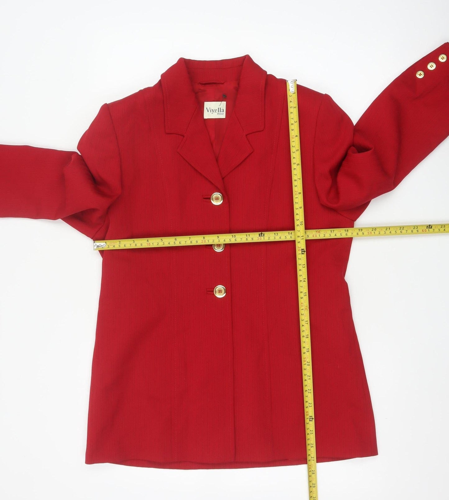 Viyella Women Red Wool Blend Tailored Blazer UK 10