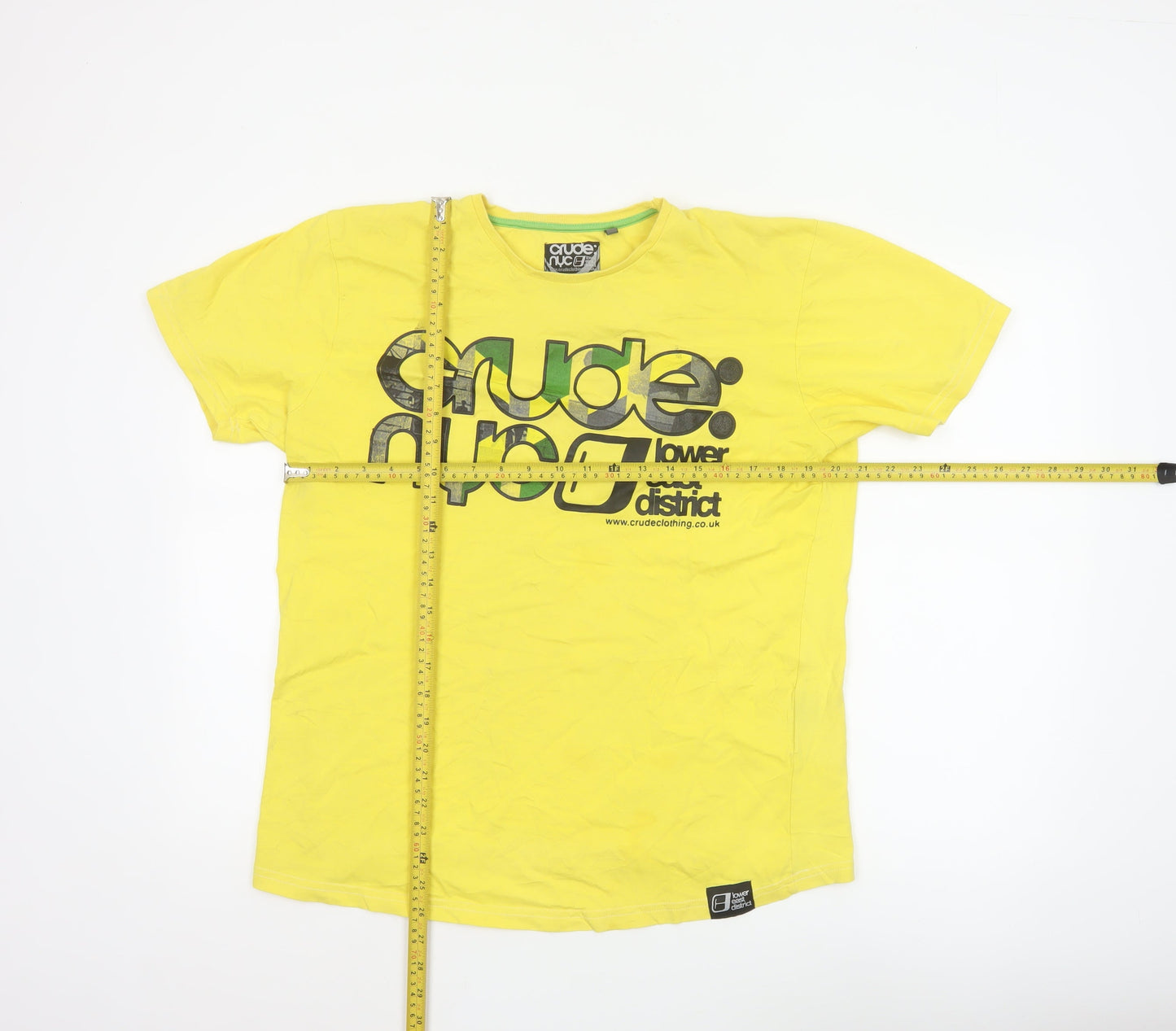 Crude NYC Men's Yellow Graphic Print Cotton T-Shirt Size L