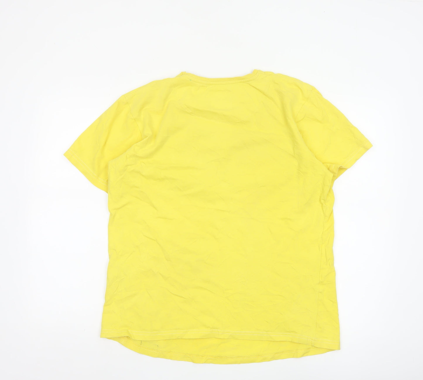 Crude NYC Men's Yellow Graphic Print Cotton T-Shirt Size L