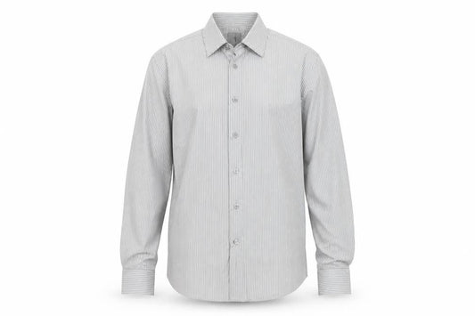 Calvin Klein Men's Grey Slim Fit Striped Long Sleeve Button-Up Shirt 15.5