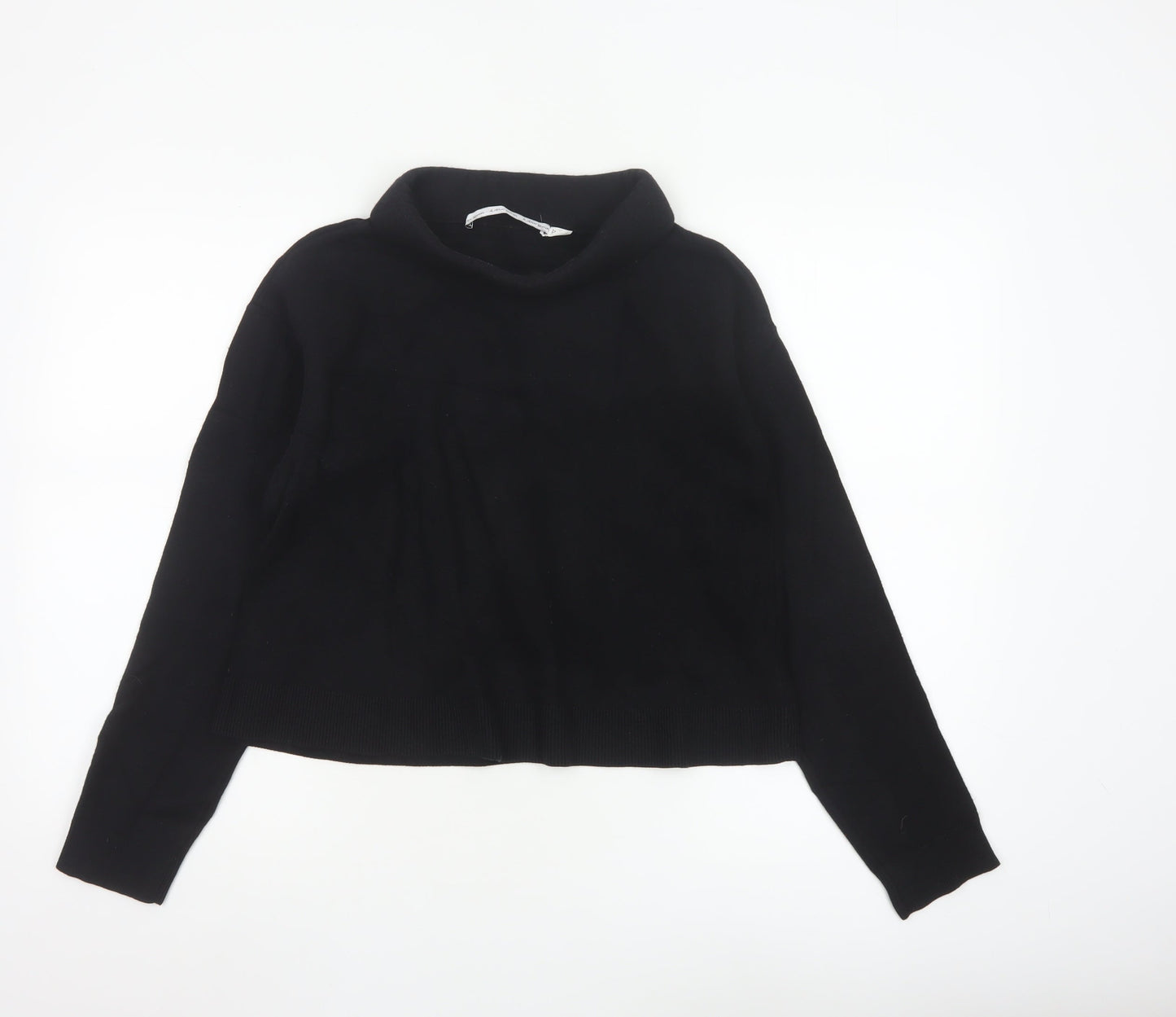 & Other Stories Women Black Roll Neck Wool Cotton Jumper Size 12
