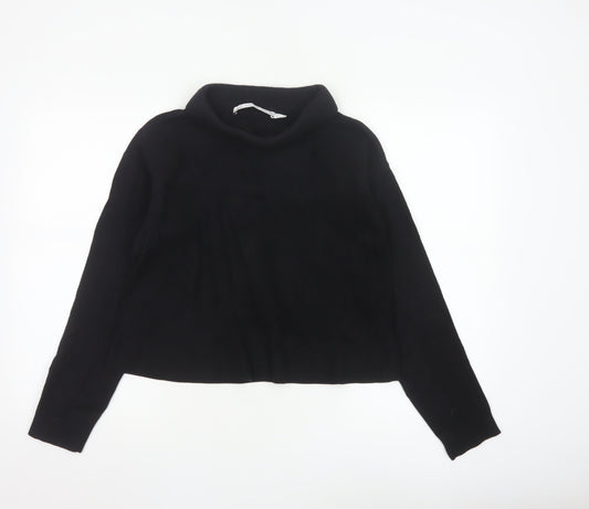 & Other Stories Women Black Roll Neck Wool Cotton Jumper Size 12