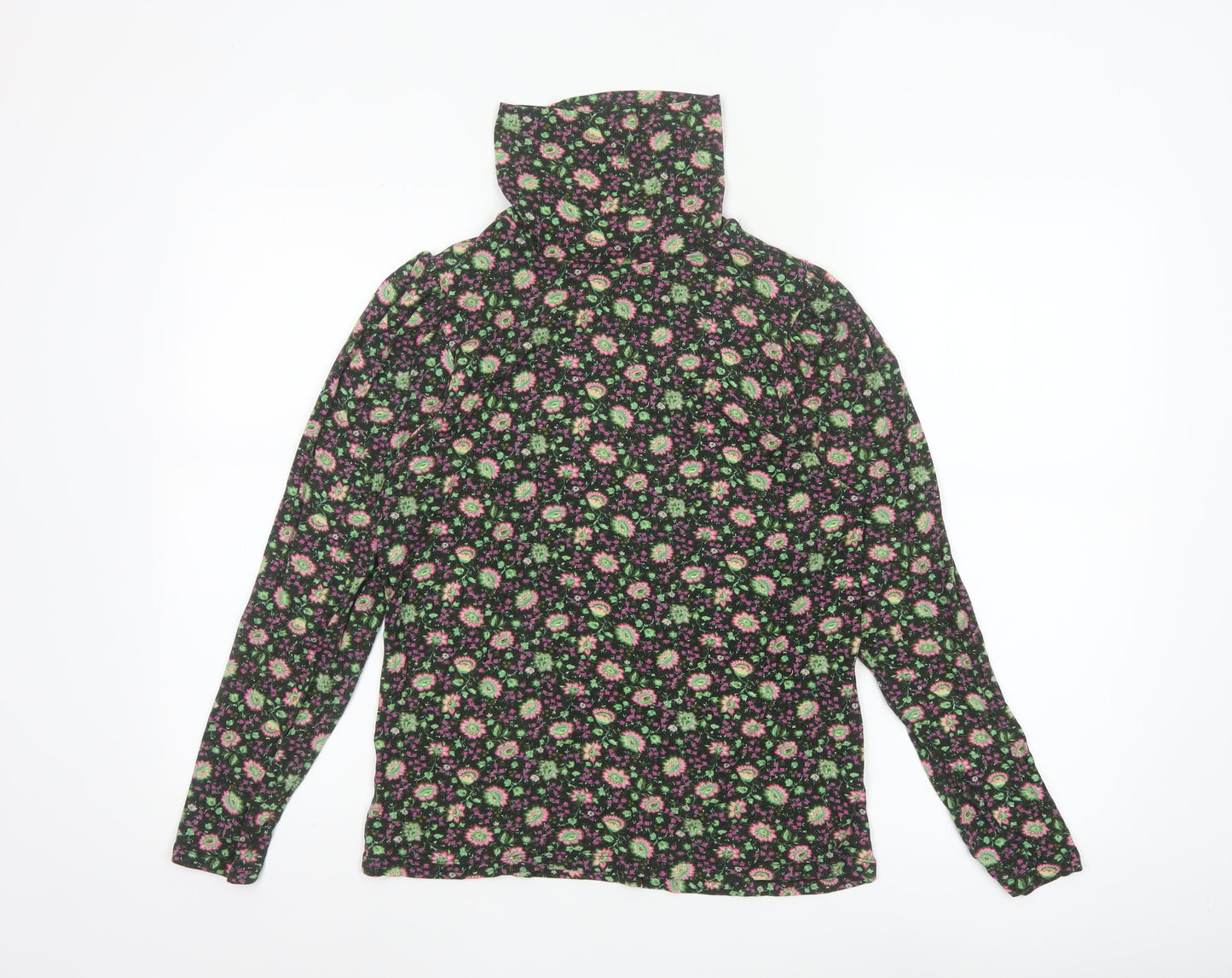 Marks and Spencer Womens Multicoloured Floral Roll Neck Long Sleeve Top Size 14