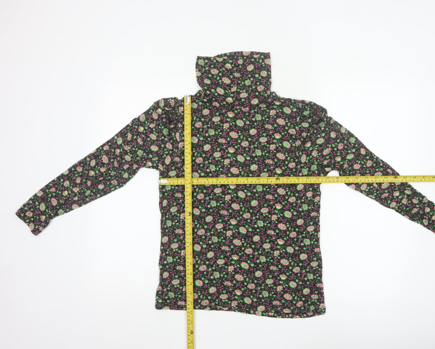 Marks and Spencer Womens Multicoloured Floral Roll Neck Long Sleeve Top Size 14