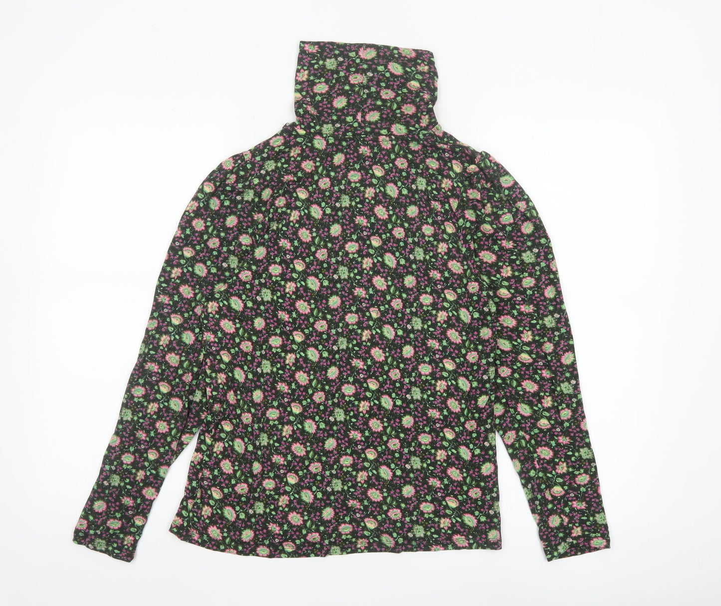 Marks and Spencer Womens Multicoloured Floral Roll Neck Long Sleeve Top Size 14