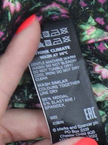 Marks and Spencer Womens Multicoloured Floral Roll Neck Long Sleeve Top Size 14