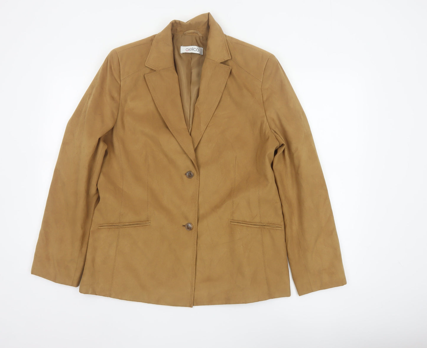 Gelco Women Brown Size 14 Single Breasted Blazer Jacket Polyester