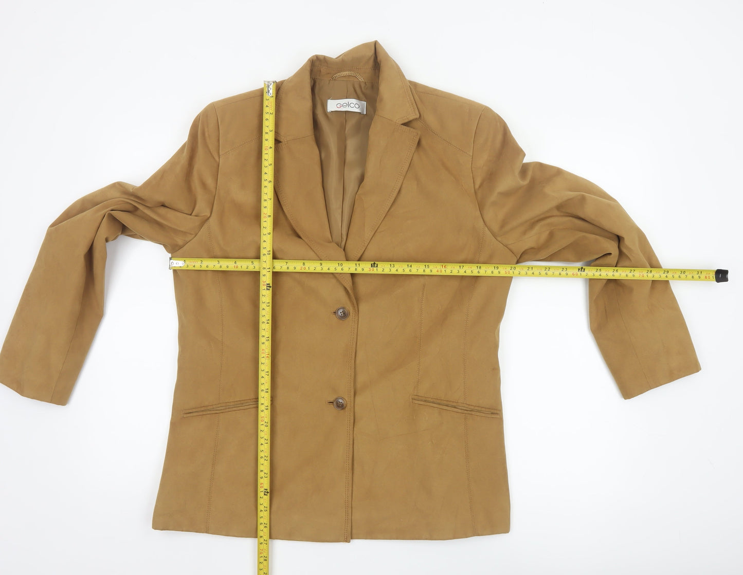 Gelco Women Brown Size 14 Single Breasted Blazer Jacket Polyester