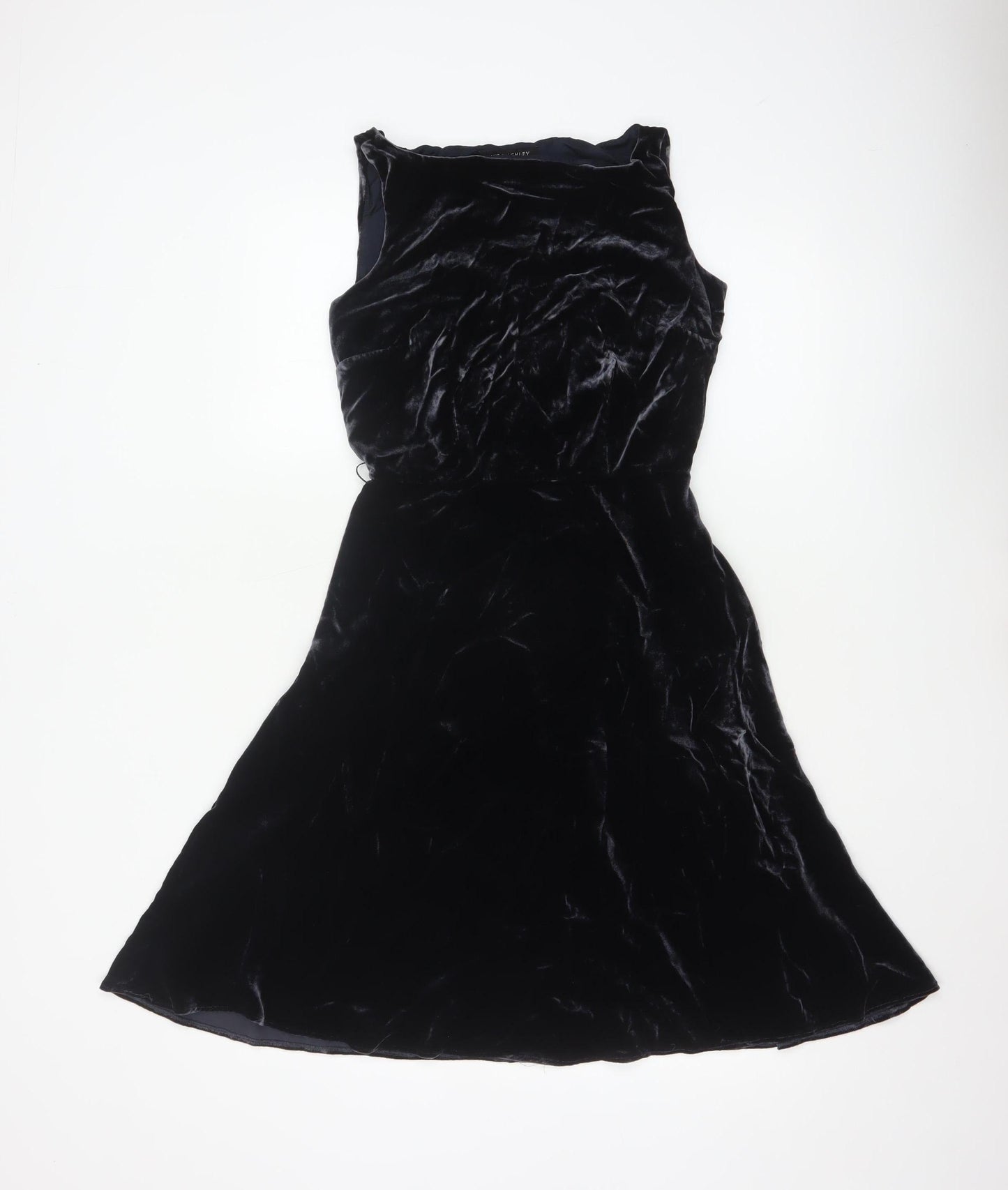 Laura Ashley Women’s Black Velvet A-Line Dress UK 8 Sleeveless