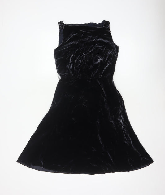 Laura Ashley Women’s Black Velvet A-Line Dress UK 8 Sleeveless
