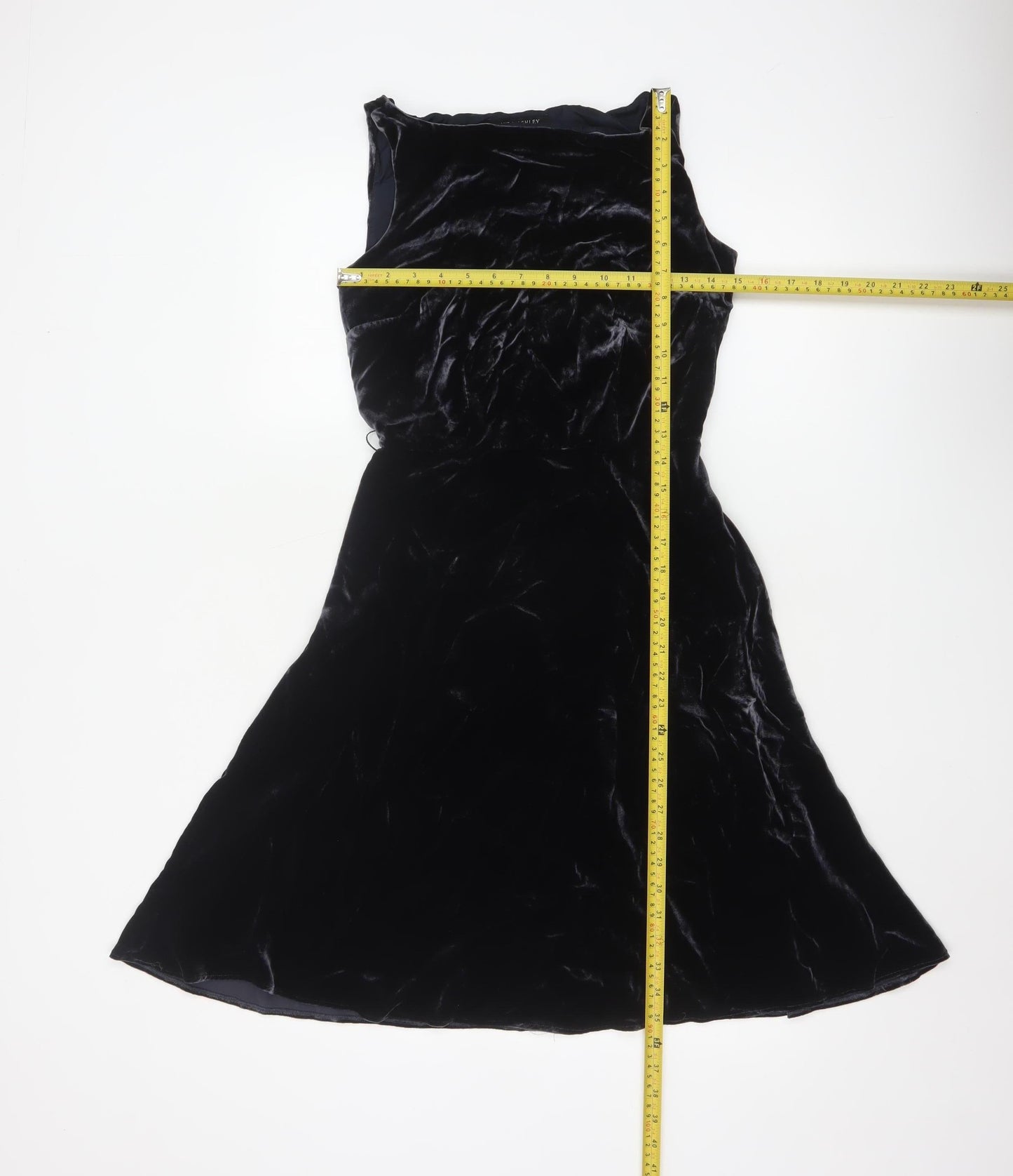 Laura Ashley Women’s Black Velvet A-Line Dress UK 8 Sleeveless