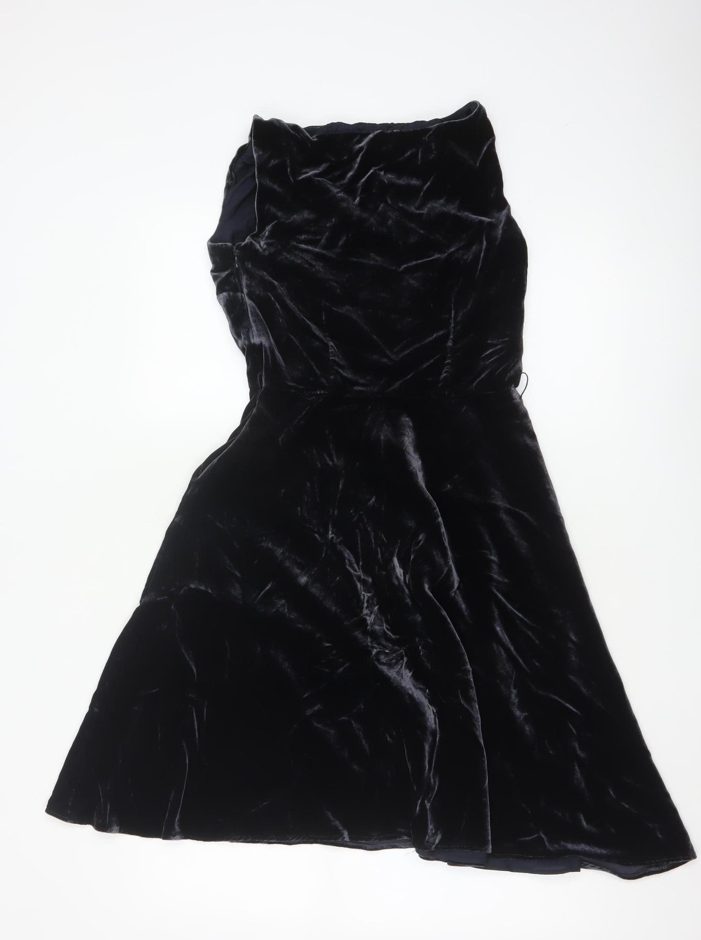 Laura Ashley Women’s Black Velvet A-Line Dress UK 8 Sleeveless