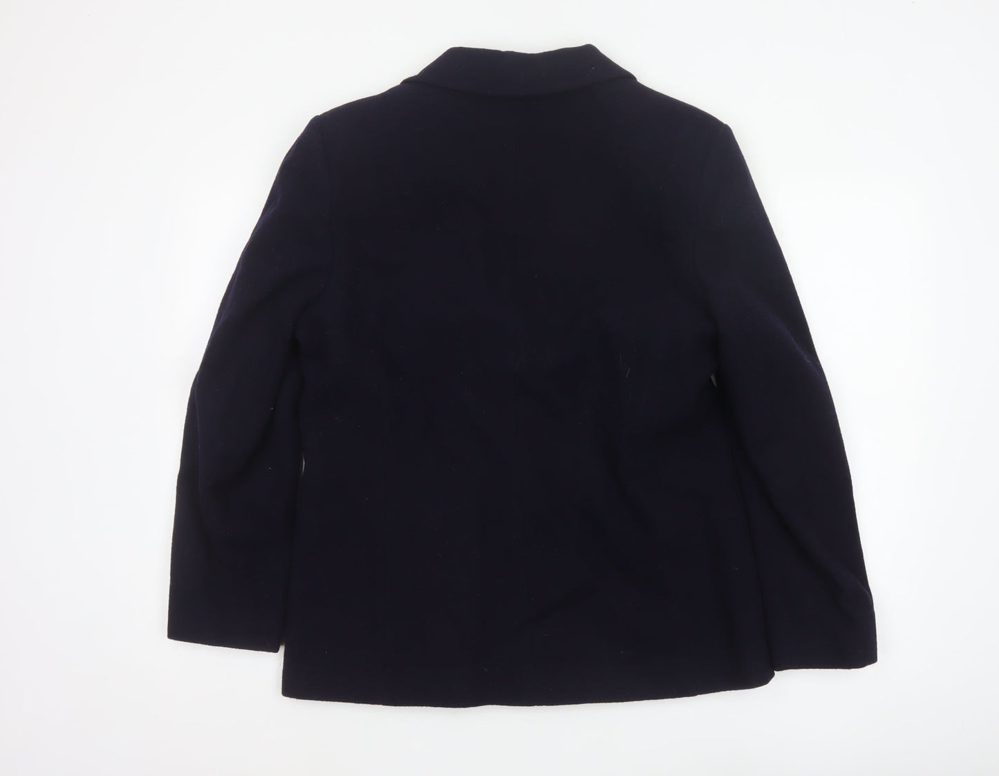 Selective Women Blue Wool Blend Lined Blazer Jacket Size 14