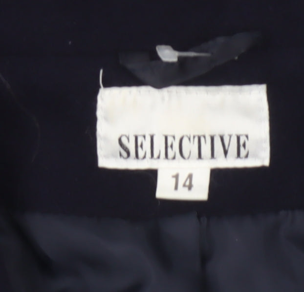 Selective Women Blue Wool Blend Lined Blazer Jacket Size 14