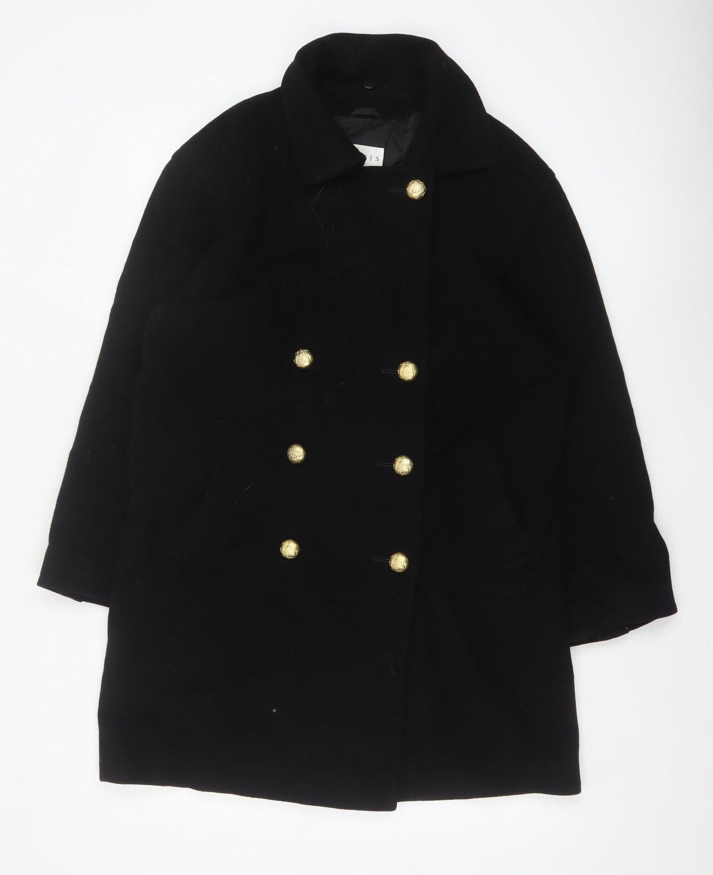 Precis Womens Black Wool Cashmere Pea Coat Size 10