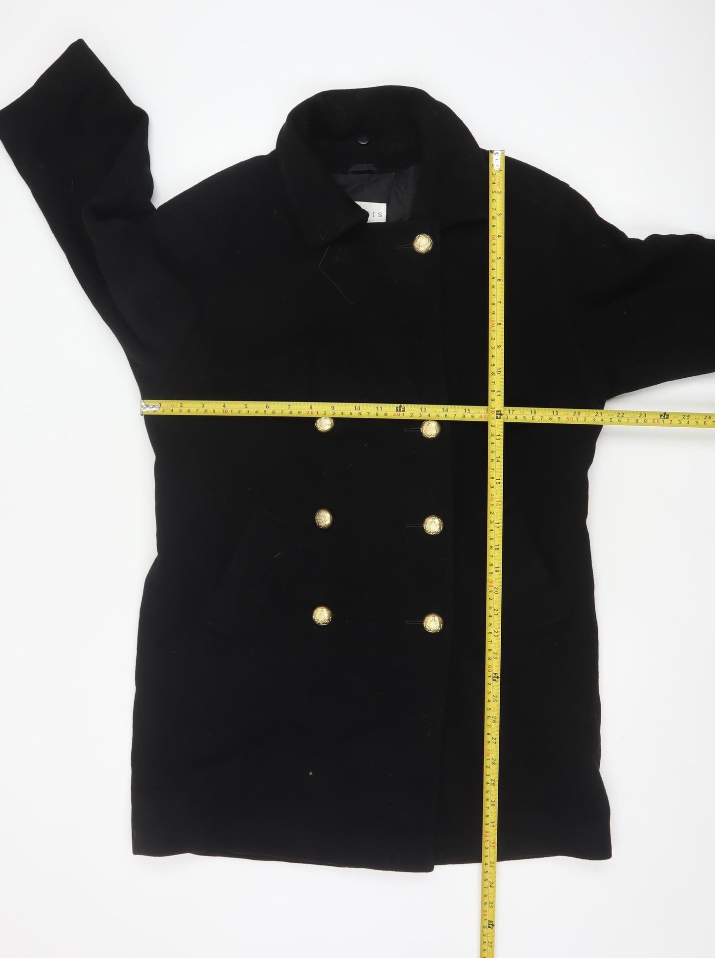 Precis Womens Black Wool Cashmere Pea Coat Size 10
